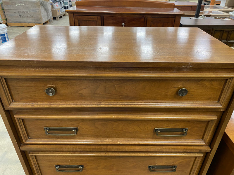 Cherry Wood Mid - Century Modern Tallboy Dresser