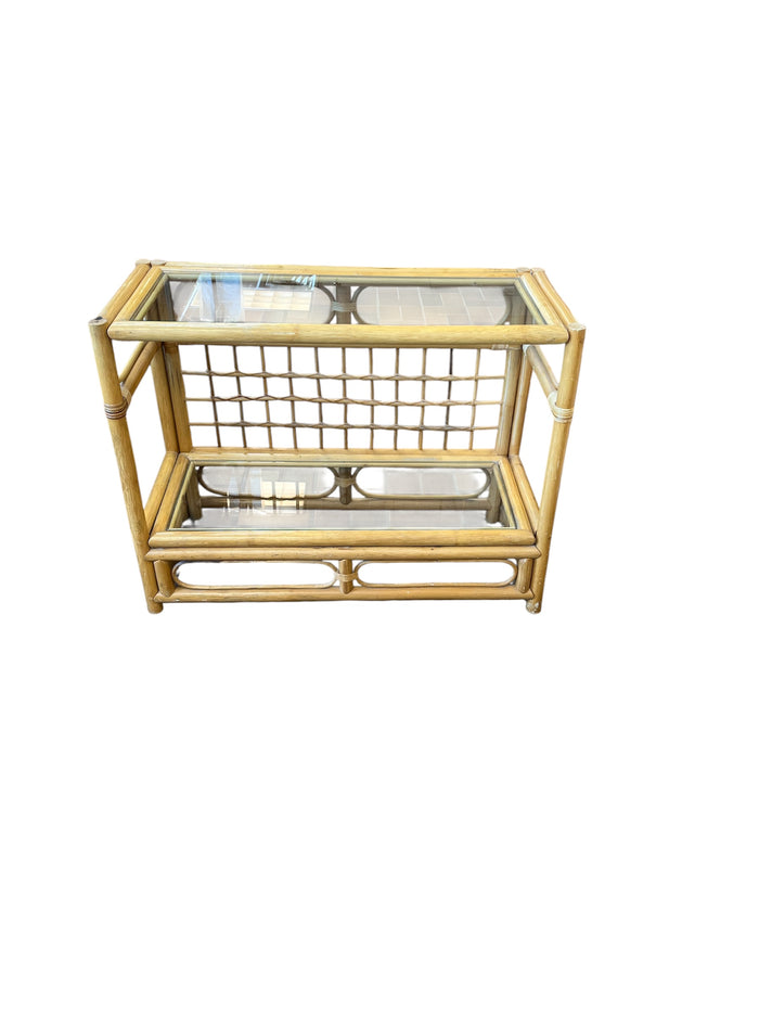 Bamboo & Rattan 2-Tier Side Table