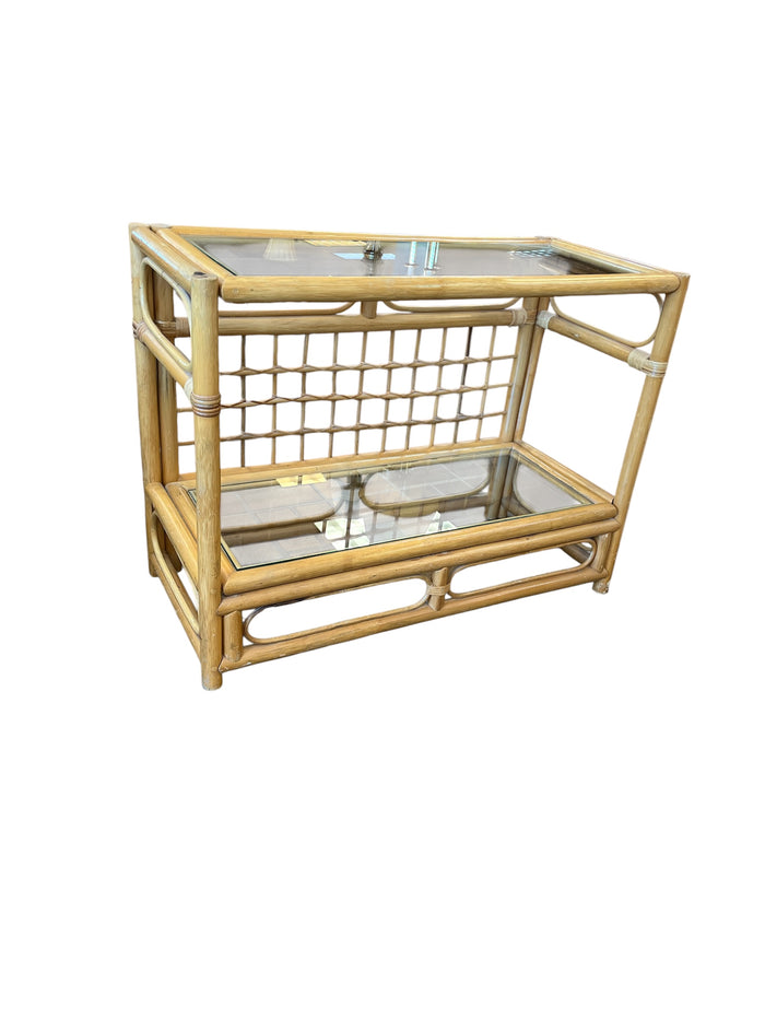 Bamboo & Rattan 2-Tier Side Table