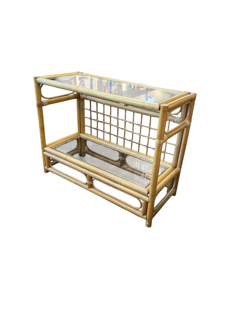 Bamboo & Rattan 2-Tier Side Table