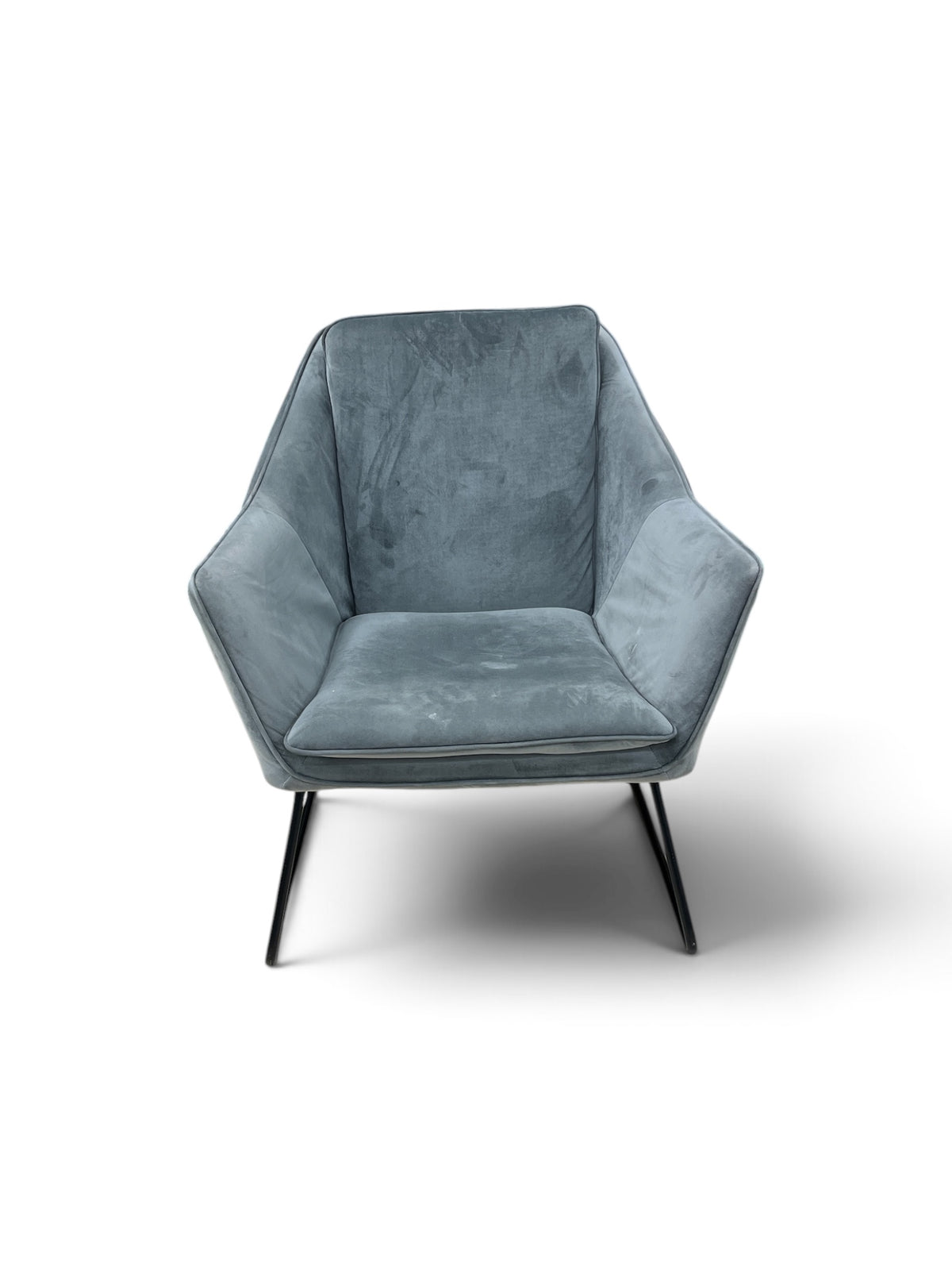 Modern Grey Minimalistic Velvet Upholstered Accent Chair