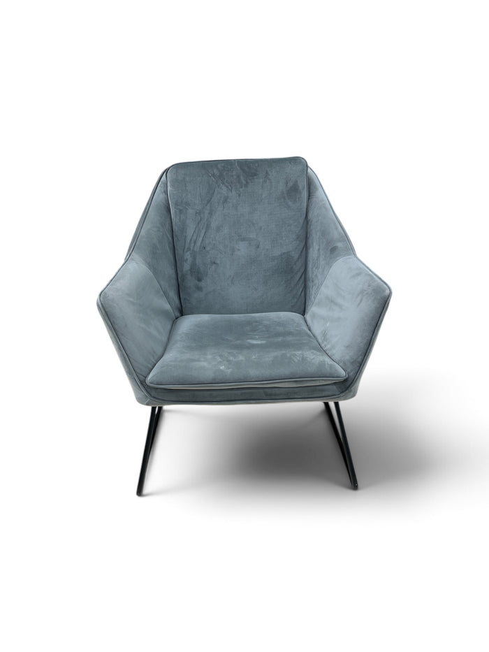 Modern Grey Minimalistic Velvet Upholstered Accent Chair