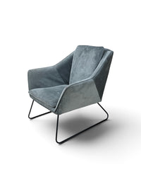 Modern Grey Minimalistic Velvet Upholstered Accent Chair