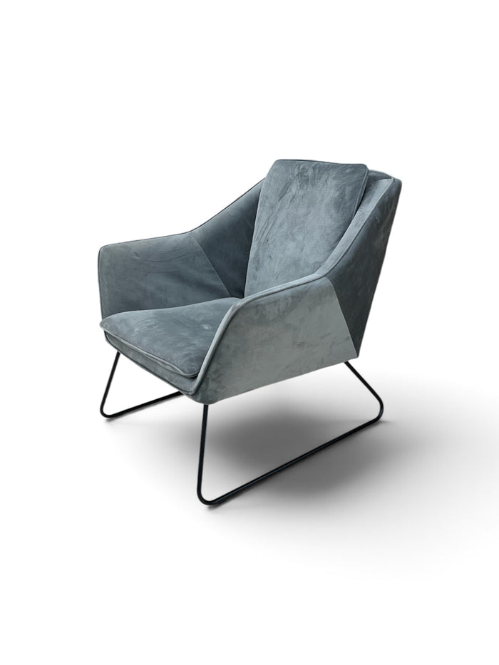 Modern Grey Minimalistic Velvet Upholstered Accent Chair
