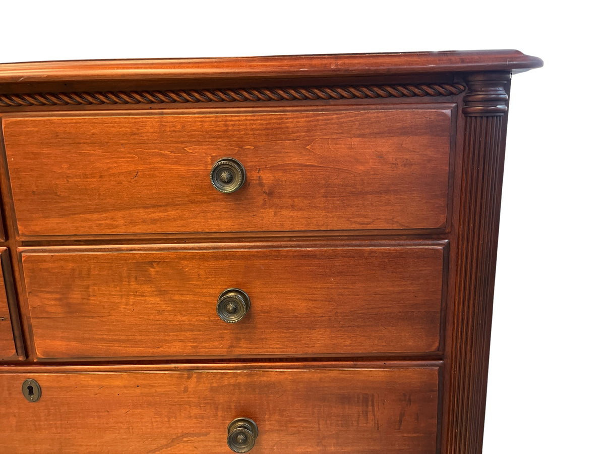 7 Drawer Tall Dresser with Carved Wood Rope Detailing