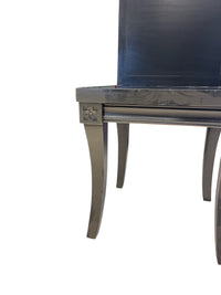 Black Accents Chair with Floral Center Medallion