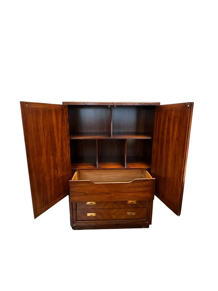Wood Dresser With Shelves & Drawers
