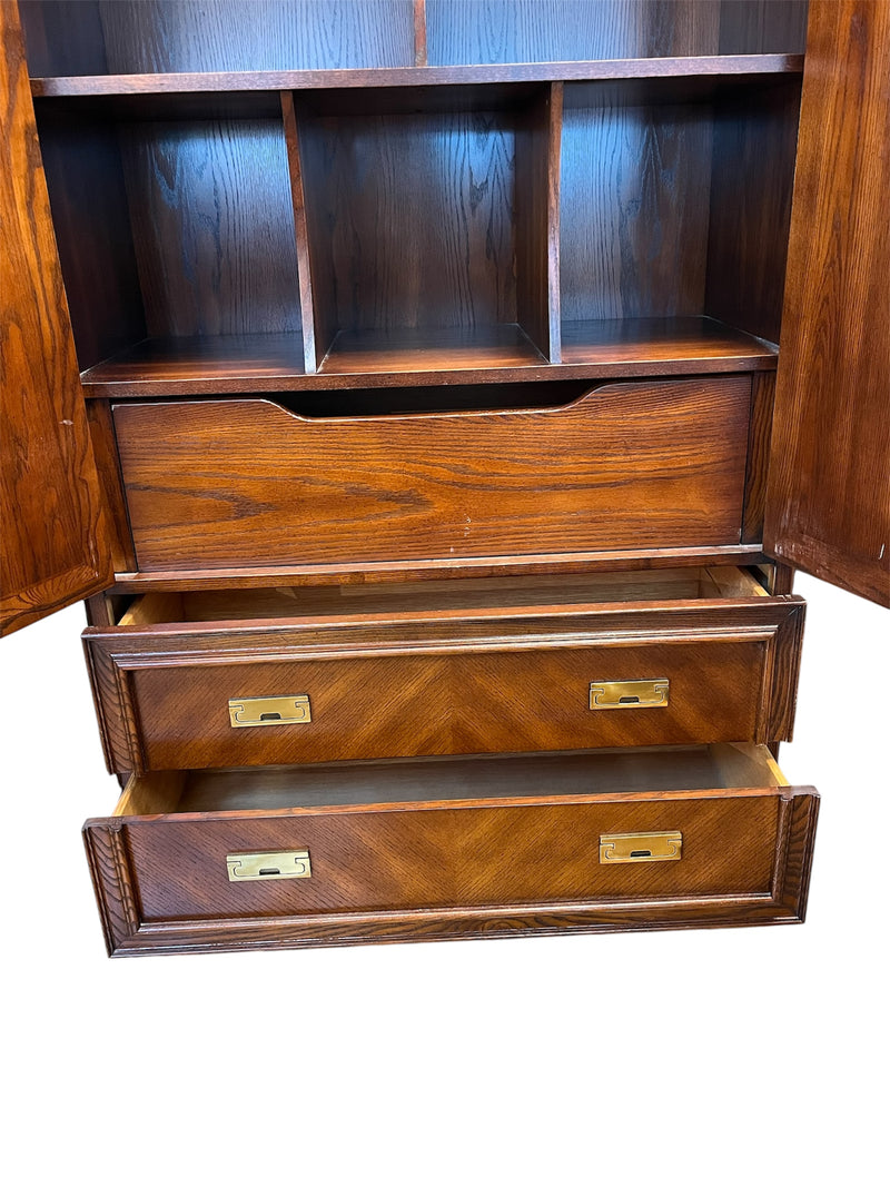 Wood Dresser With Shelves & Drawers
