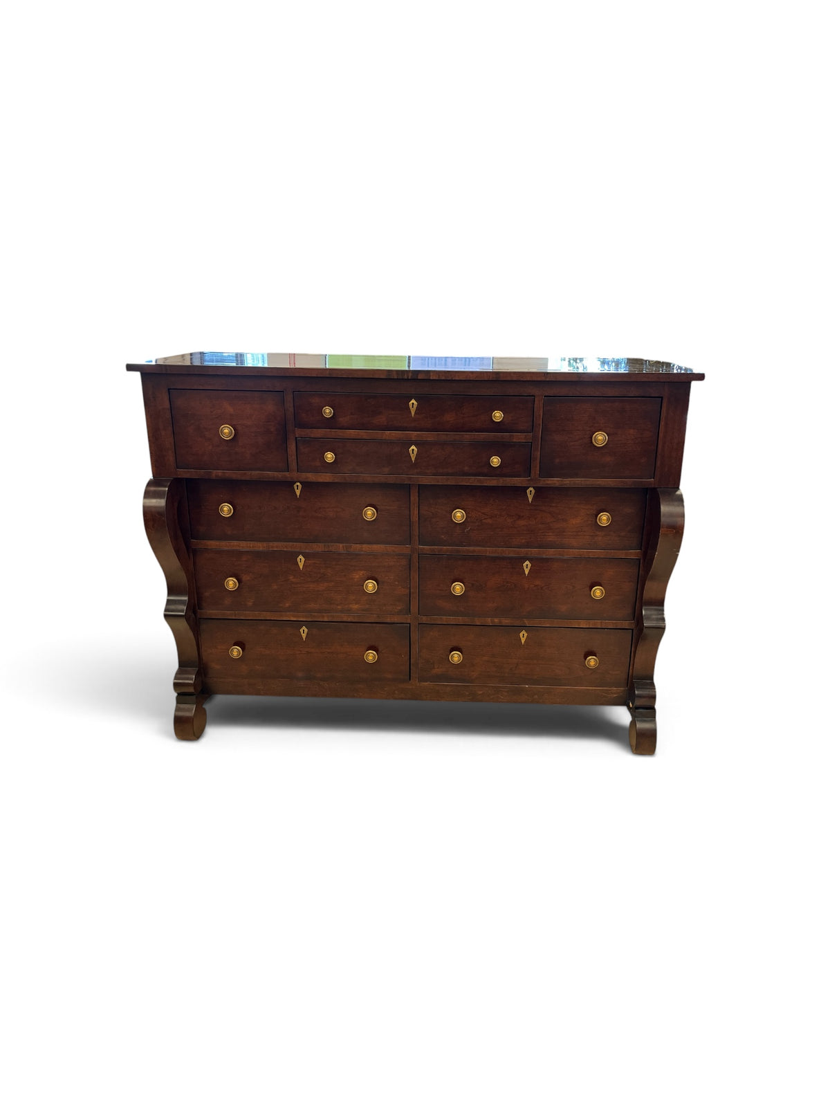 Hickory Chair Furniture Bombe-Style Mahogany Tone Dresser