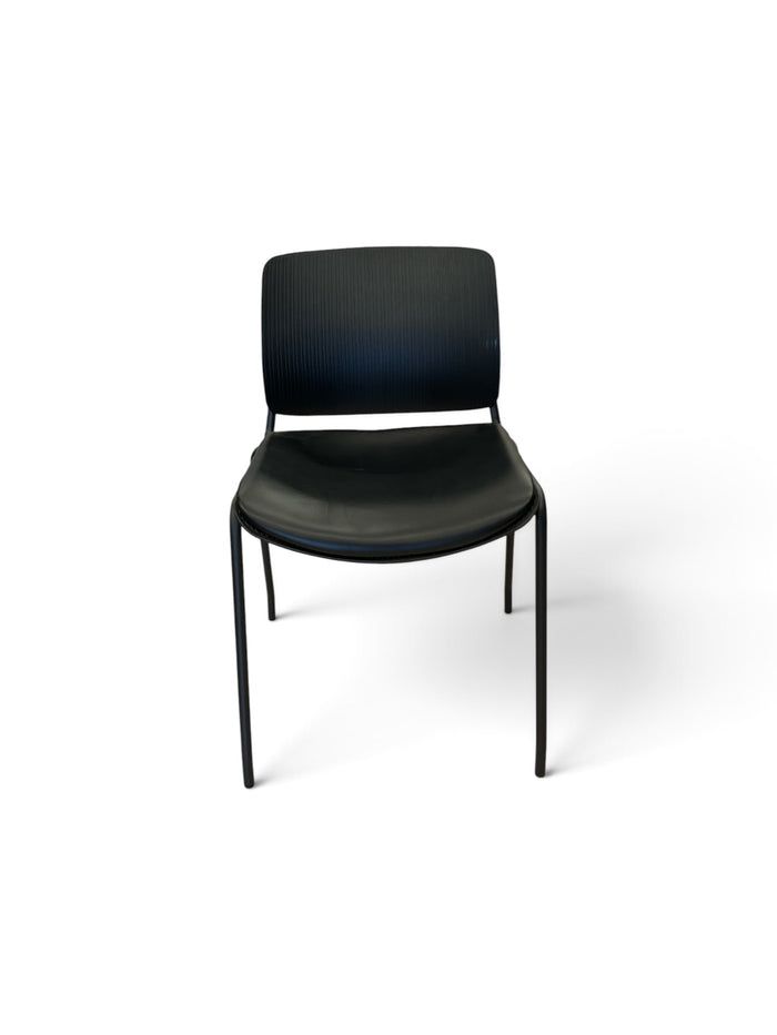 Sleek Modern Stackable Media Working Chair in Matte Black