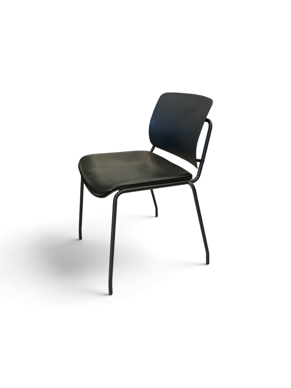 Sleek Modern Stackable Media Working Chair in Matte Black