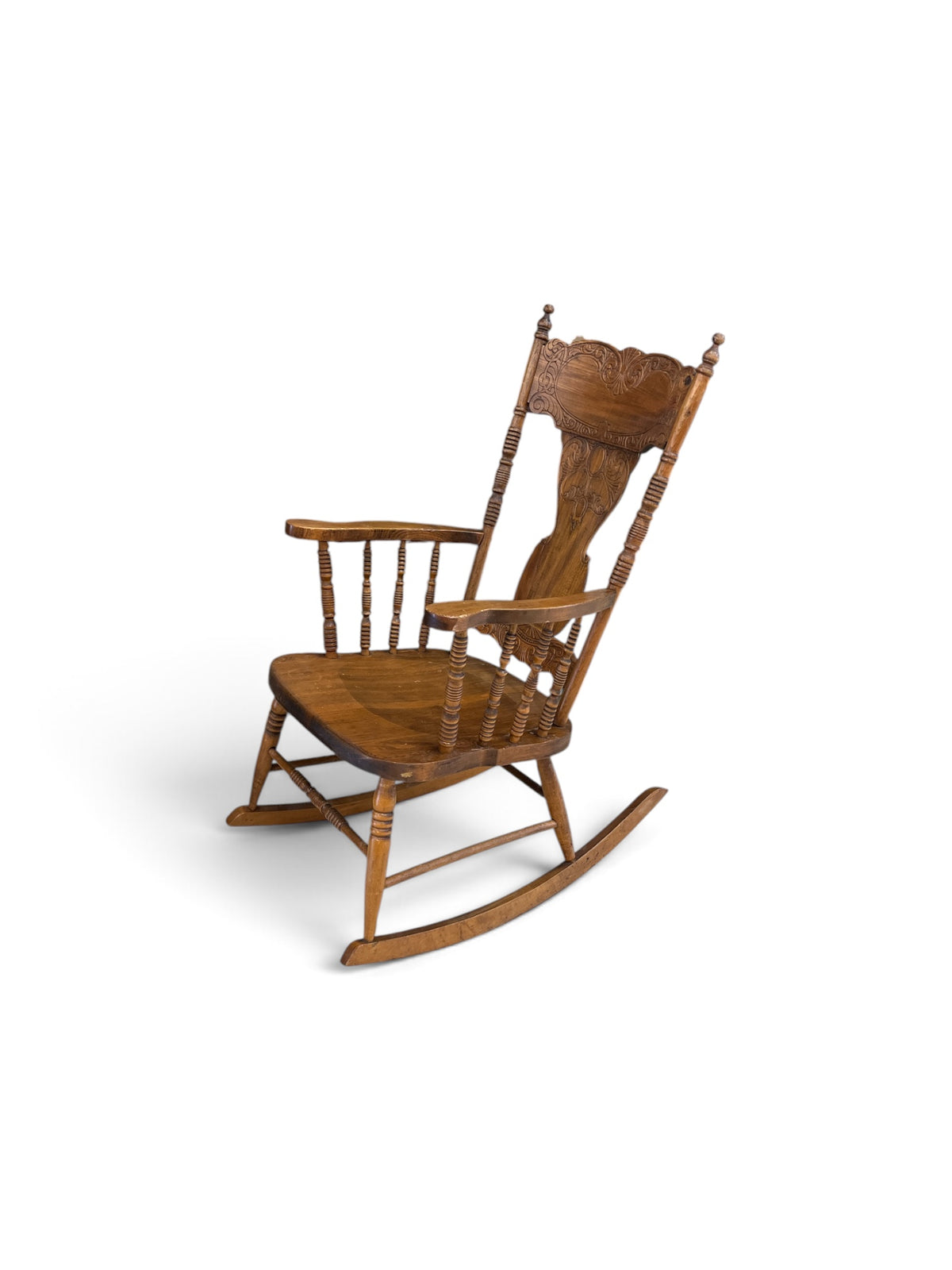 Antique Style Ornate Carved Wooden Rocking Chair