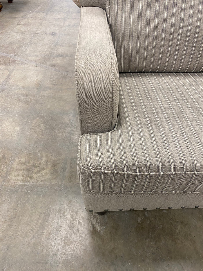 Natural Pinstripes Sofa with Nailhead Trim