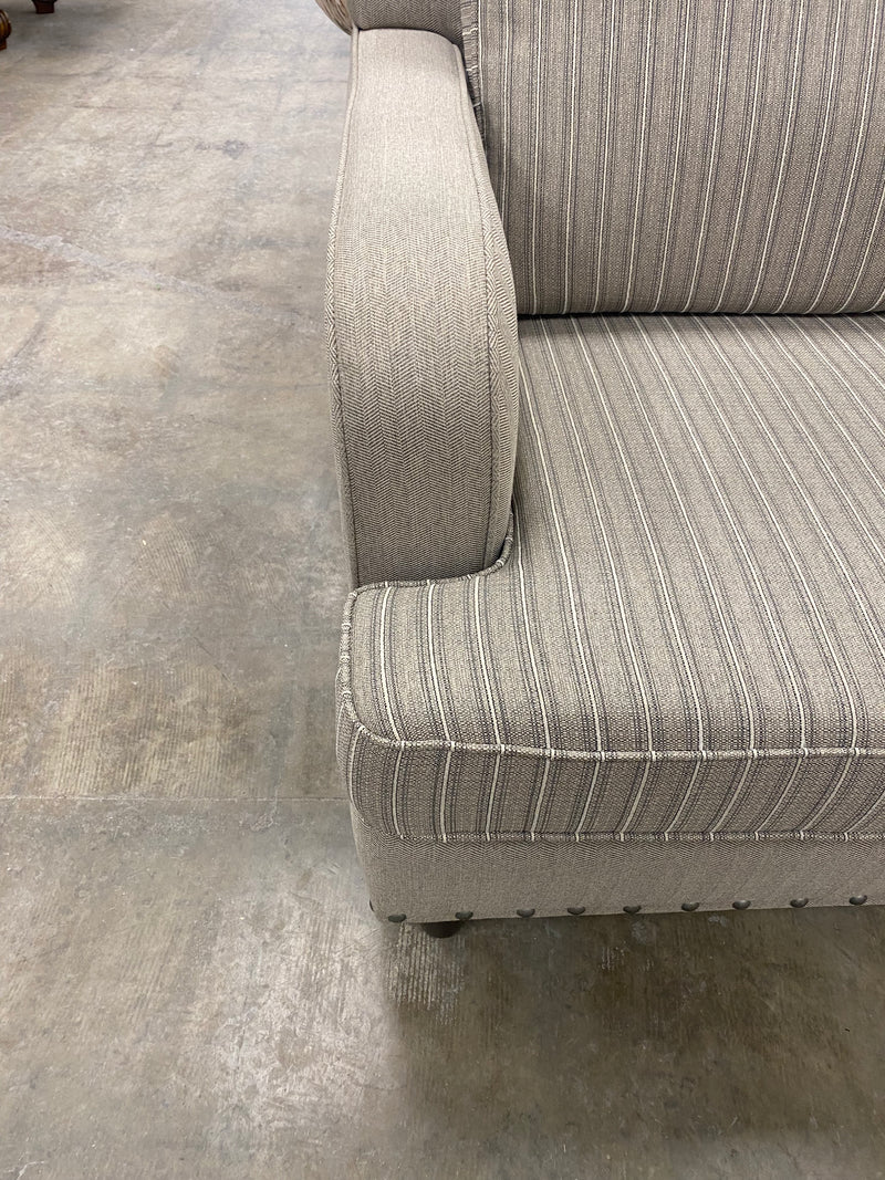 Natural Pinstripes Sofa with Nailhead Trim