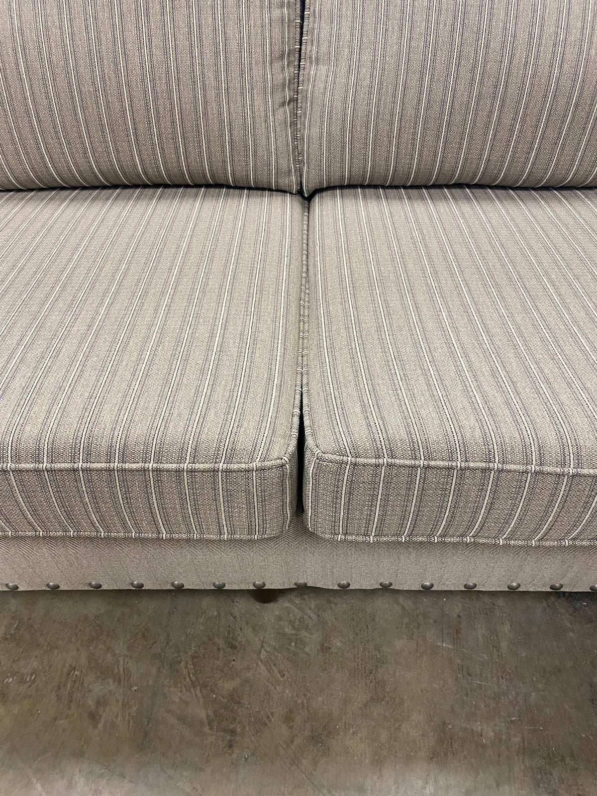Natural Pinstripes Sofa with Nailhead Trim