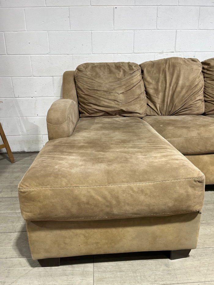 Beige/Olive "L" Shaped Couch