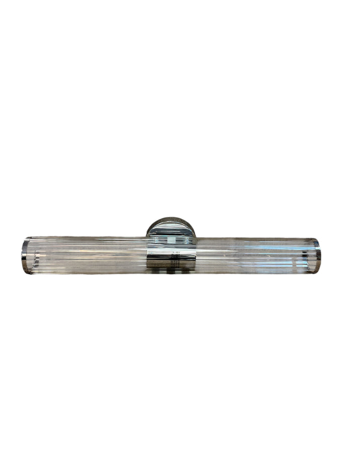 Eglo Varvara 2-Light Chrome Vanity Light with Ribbed Glass Shade
