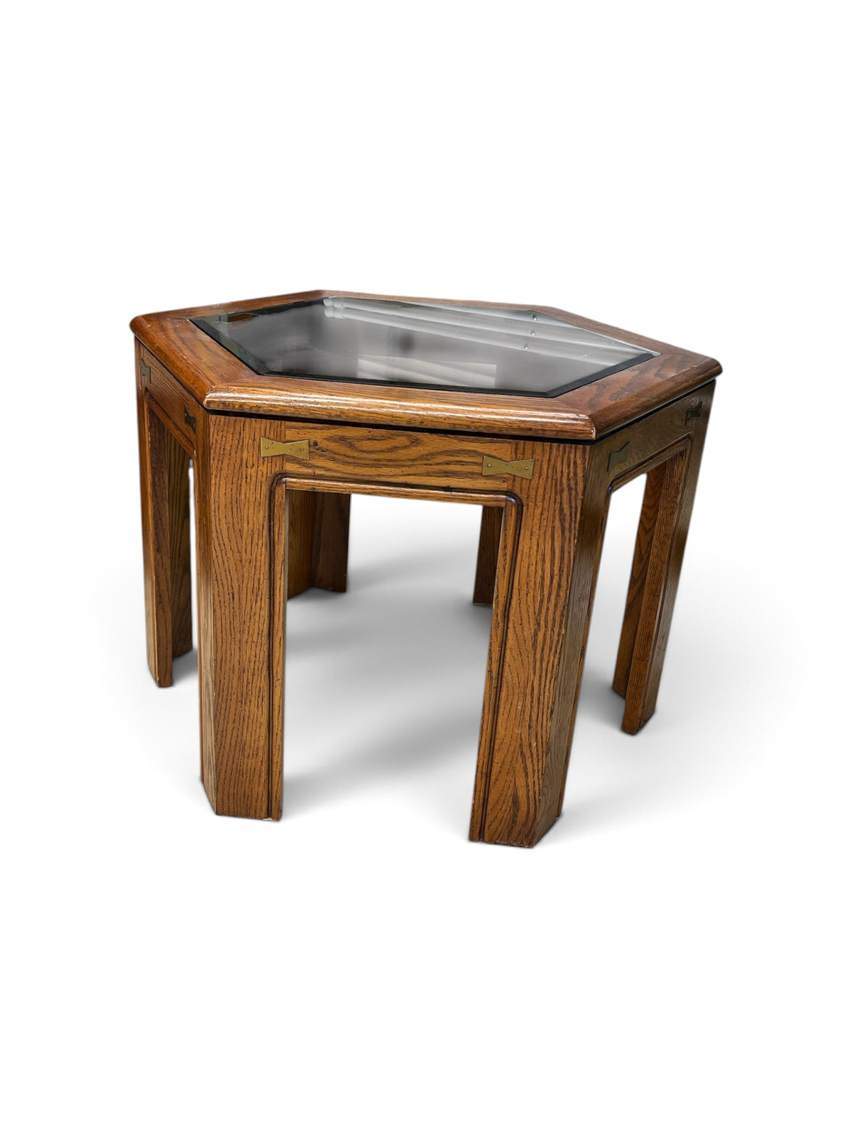 Hexagonal Oak Accent Table