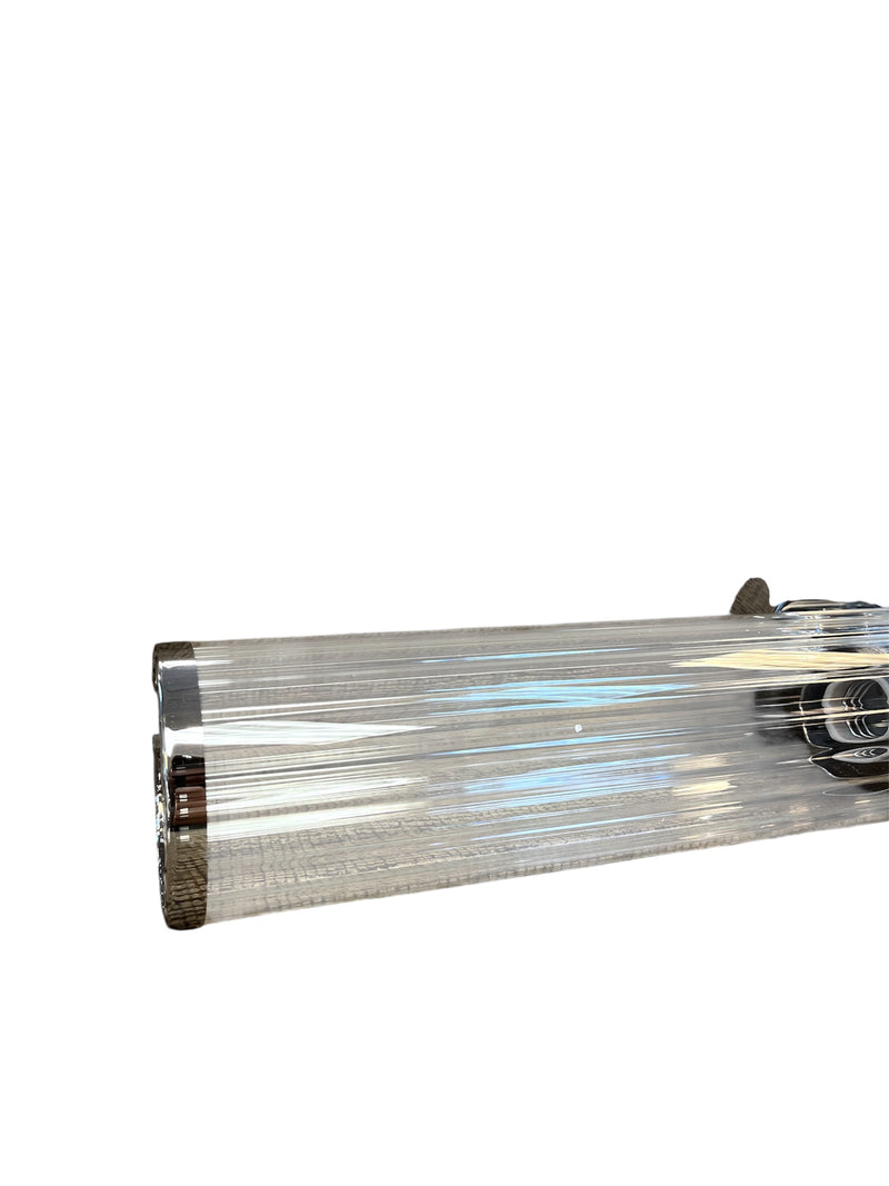 Eglo Varvara 2-Light Chrome Vanity Light with Ribbed Glass Shade