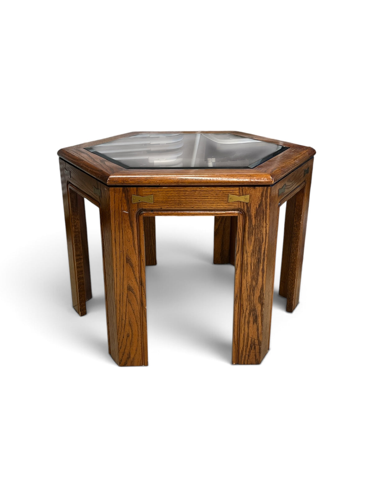 Hexagonal Oak Accent Table