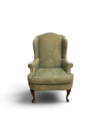 Bassett Traditional Blue Damask Wingback Armchair