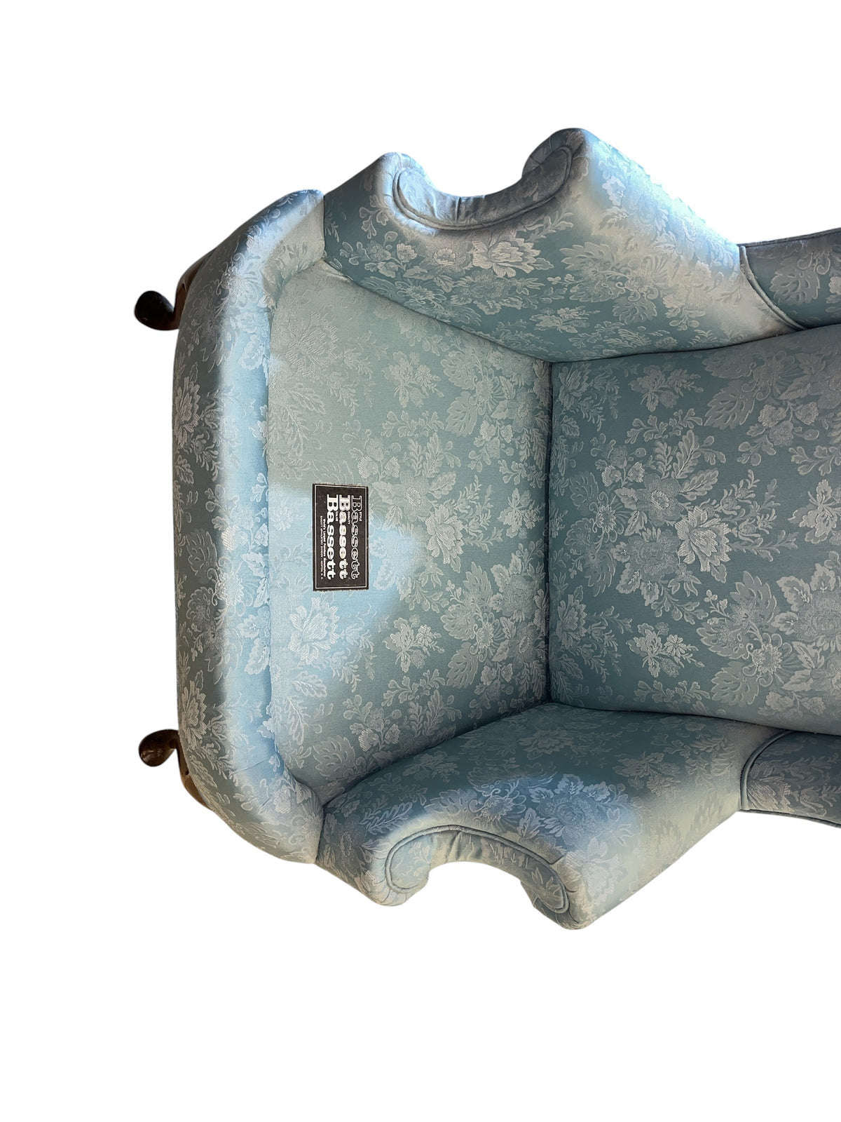 Bassett Traditional Blue Damask Wingback Armchair