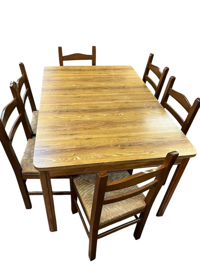 Rustic Wood Grain Dining Set