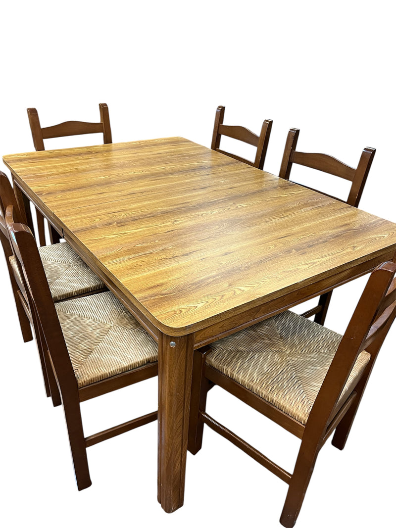 Rustic Wood Grain Dining Set