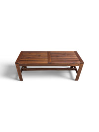 Rustic Slatted Acacia Wood Bench