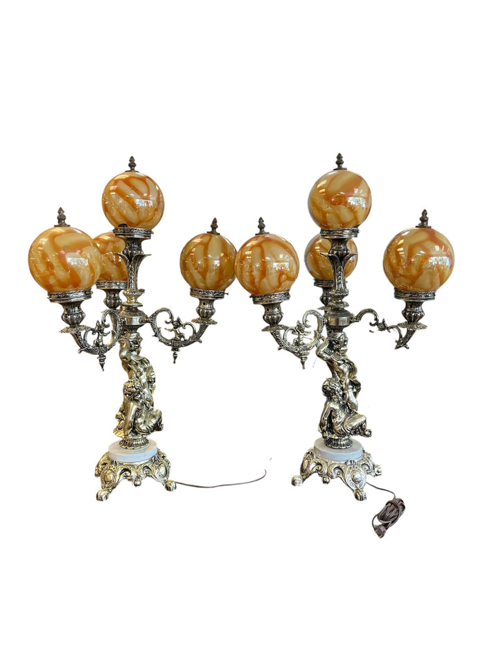 Vintage Italian Cherub Table Lamps (Pair)