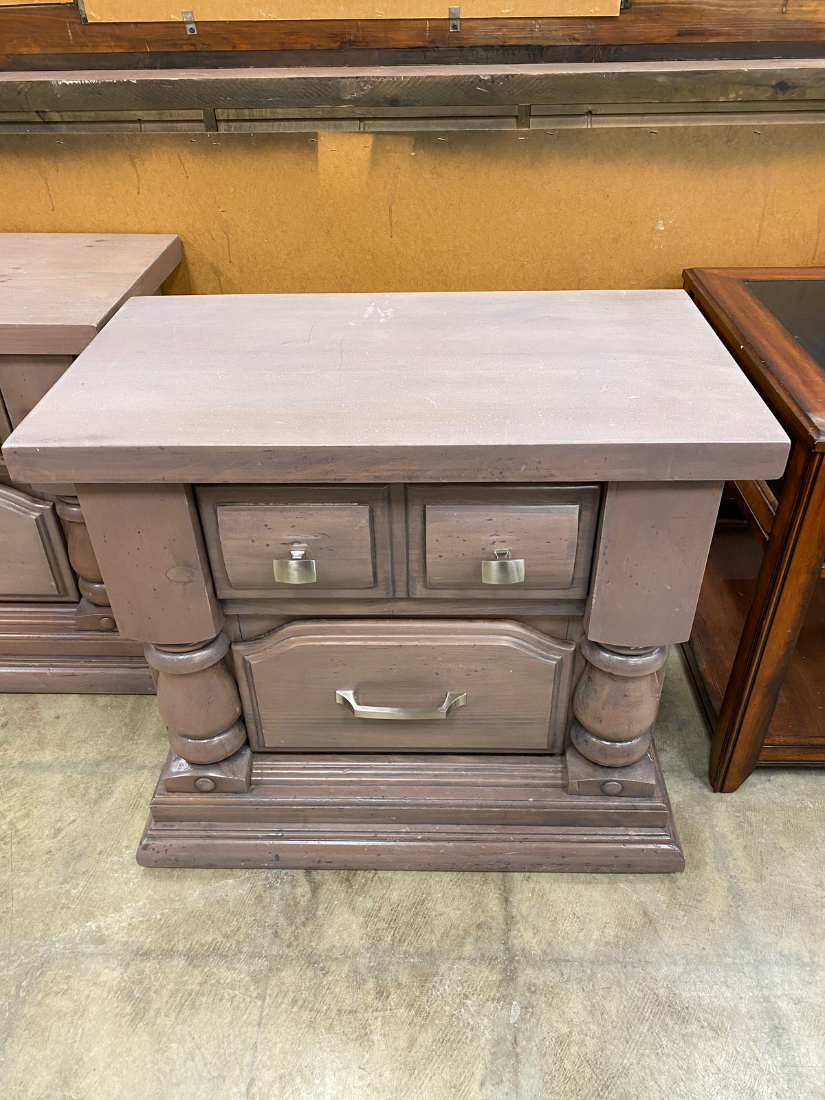 2 Drawer Traditional - Style Distressed Wooden Nightstand