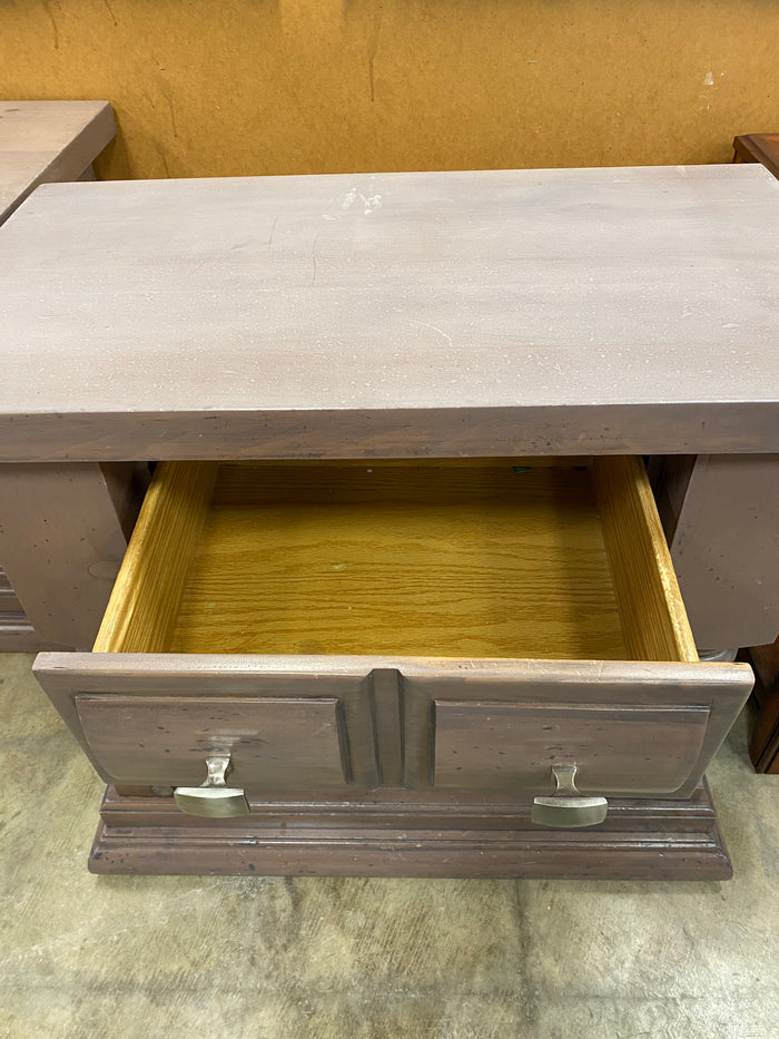 2 Drawer Traditional - Style Distressed Wooden Nightstand