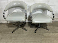 Retro Vegan Leather Swivel Chairs - Set of 2