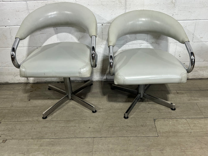 Retro Vegan Leather Swivel Chairs - Set of 2
