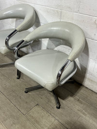 Retro Vegan Leather Swivel Chairs - Set of 2