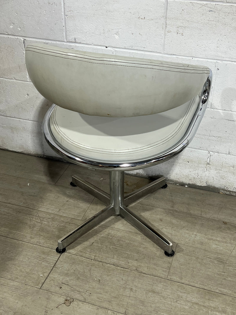 Retro Vegan Leather Swivel Chairs - Set of 2