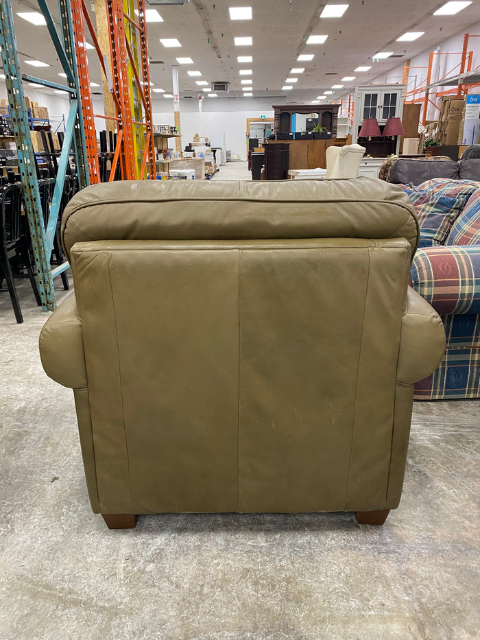Classic - Style Olive Green Leather Club Chair