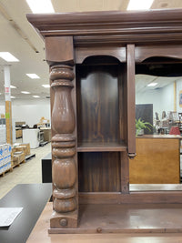 Large Distressed Wooden Hutch Dresser with Mirror