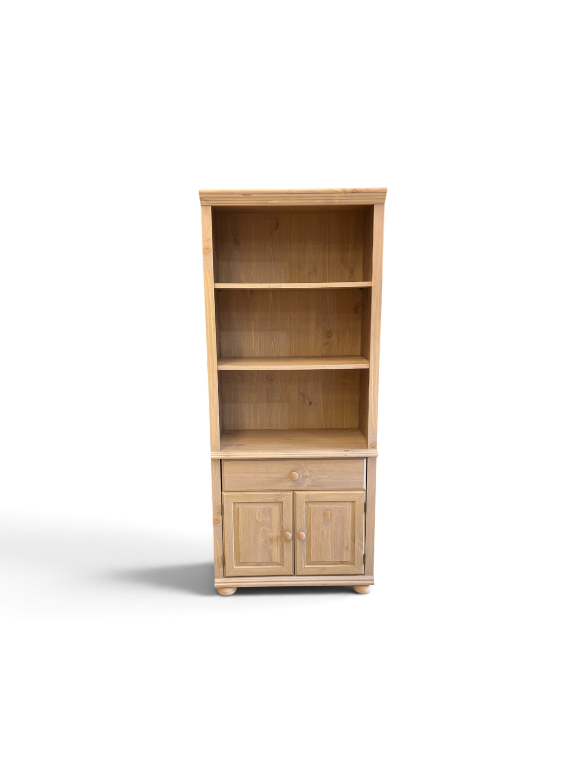 Rustic Neutral Tone Wood Bookshelf with Cabinet Storage