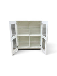 White Cabinet with Glass Front Panels