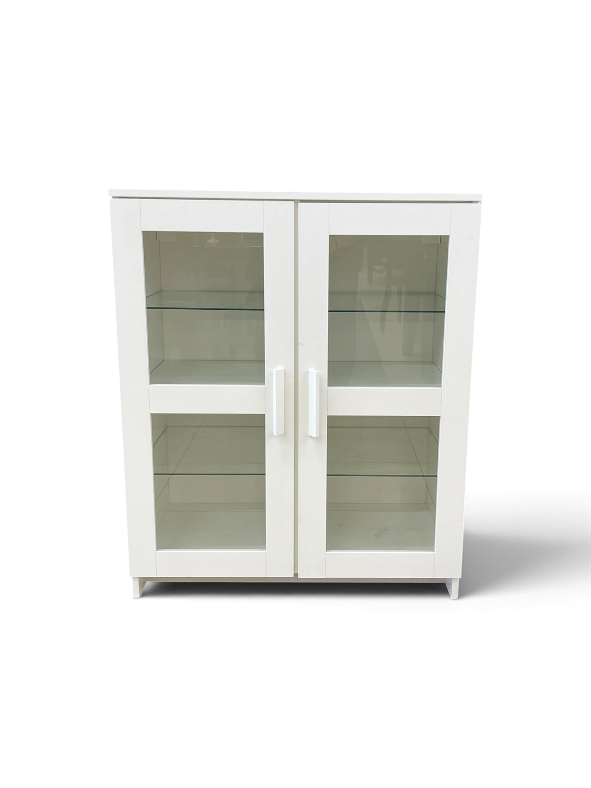 White Cabinet with Glass Front Panels