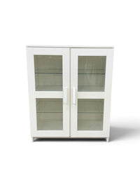 White Cabinet with Glass Front Panels