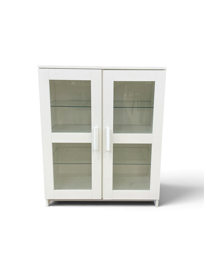 White Cabinet with Glass Front Panels