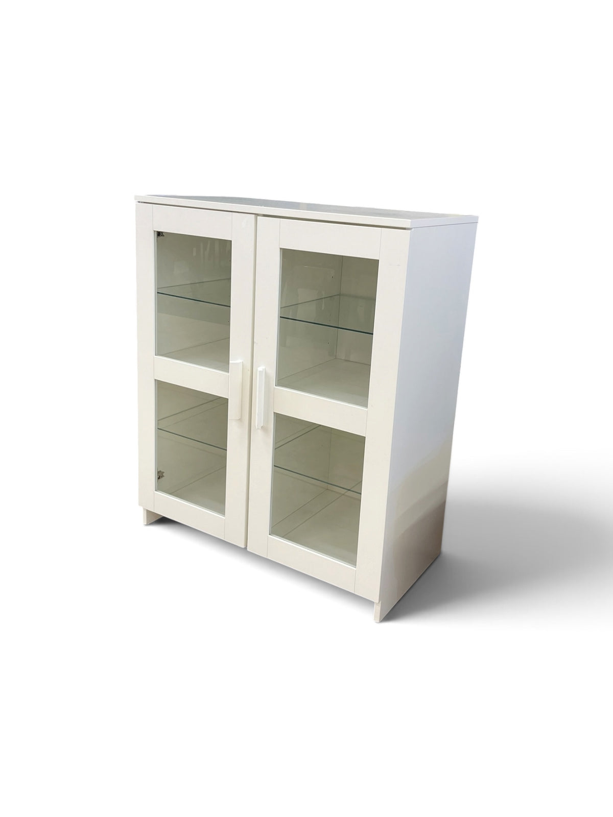 White Cabinet with Glass Front Panels