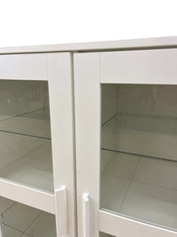 White Cabinet with Glass Front Panels