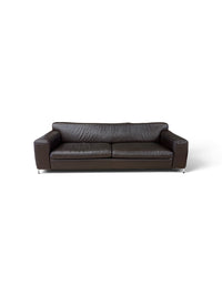Dark Brown Faux Leather Sofa with Slim Metal Legs