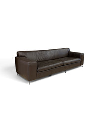 Dark Brown Faux Leather Sofa with Slim Metal Legs