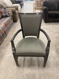 Vertical Stripes in Sage Green and Gold Upholstery Accent Chair