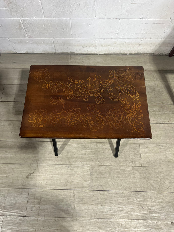 Antique Foldable Tray Table - Set of 4