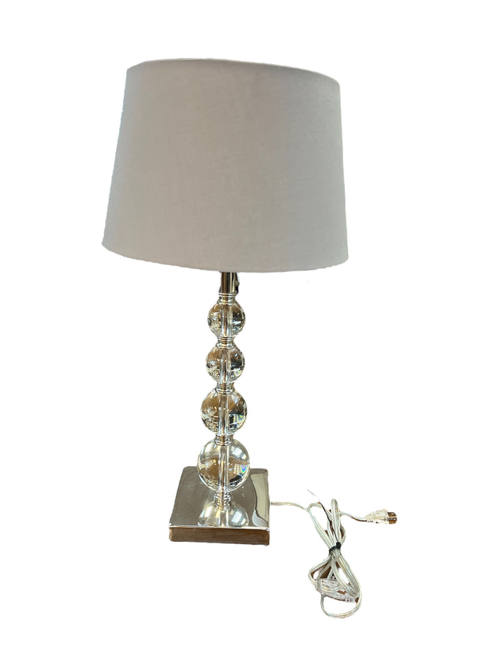 Modern Crystal Ball Table Lamps With White Drum Shades
